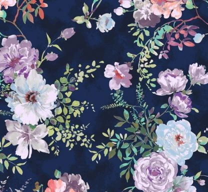 Tela algodón Garden Roses en azul de Windham Fabrics