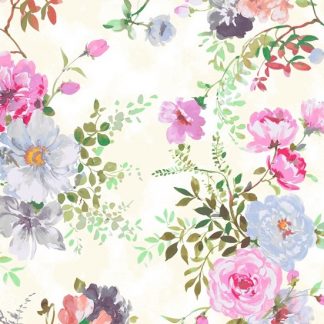 Tela algodón Garden Roses en blanco de Windham Fabrics